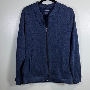 Van Heusen Mens Large Blue Marl Full Zip Bomber Sweater Jacket